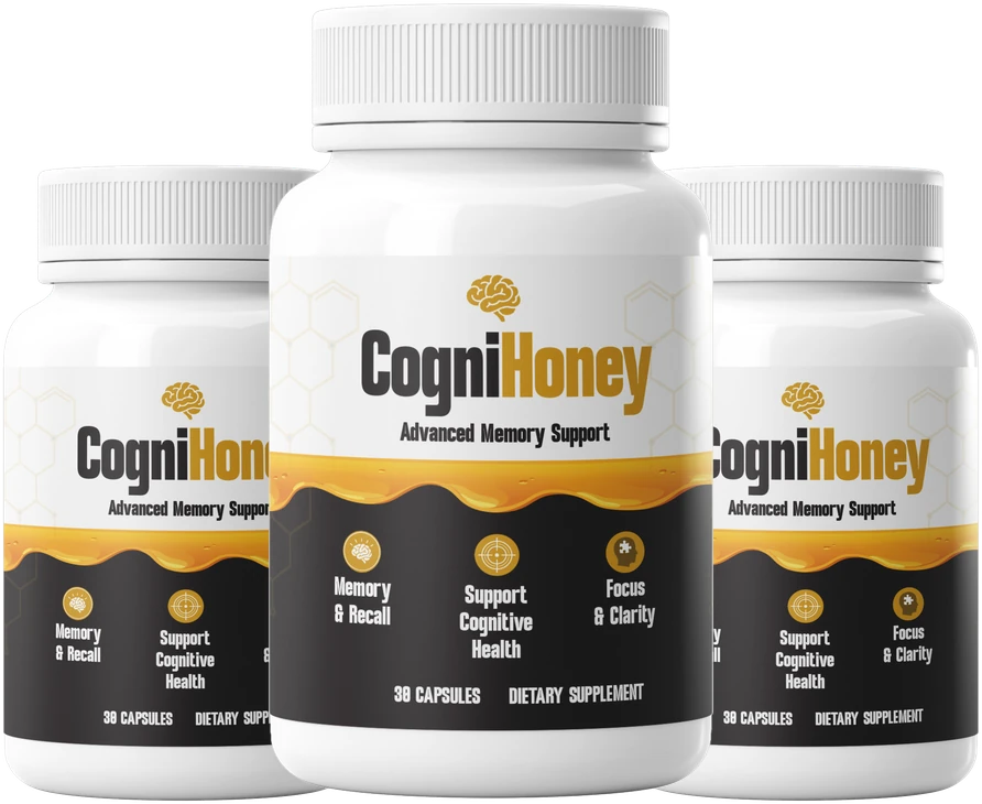 Three bottles of CogniHoney Advanced Memory Support