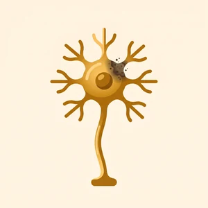 A nerve cell with a corroded receiving point